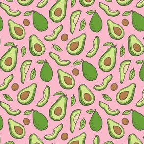 Avocado  Fabric on Pink  Smaller