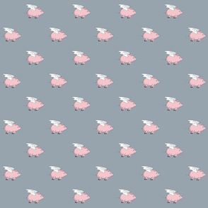 Flying Pigs on Gray Background