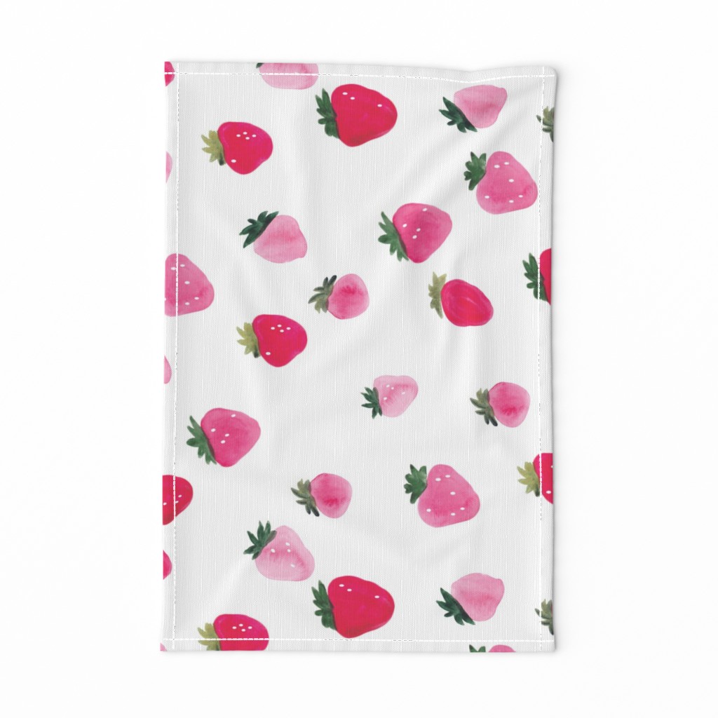 Watercolor strawberries - oversized sideways