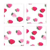 Watercolor strawberries - oversized sideways