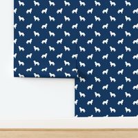 Bernese Mountain Dog silhouette dog breed pattern navy