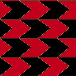 Black Red and Faux Gold Chevron Stripes