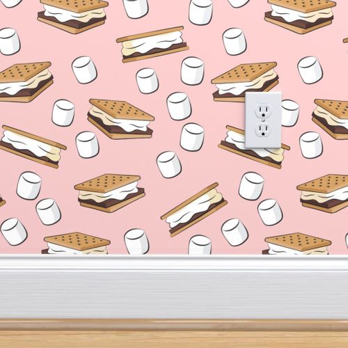 S Mores With Marshmallows Pink Spoonflower