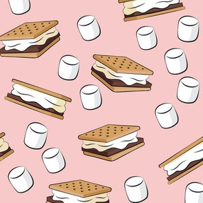 s'mores with marshmallows - pink