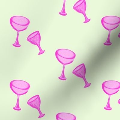 Tipsy Glasses of Pink Bubbly on Starlight Blue
