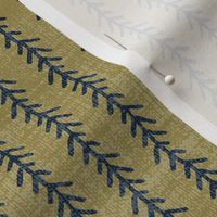 Feather Stripe - Navy, Lichen, Linen