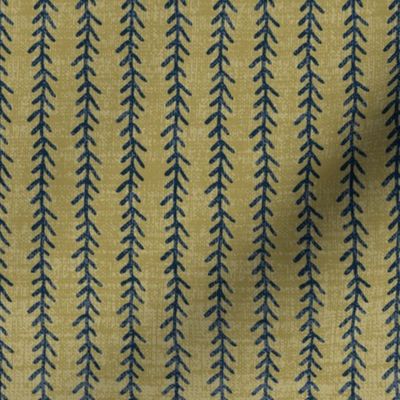 Feather Stripe - Navy, Lichen, Linen