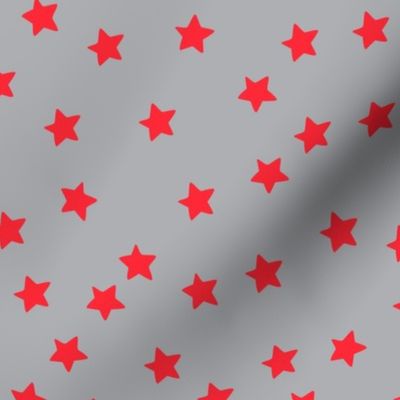 Over the Moon Red Stars on Gray