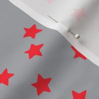 Over the Moon Red Stars on Gray