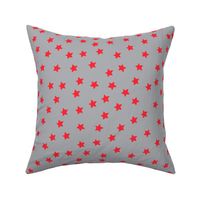 Over the Moon Red Stars on Gray