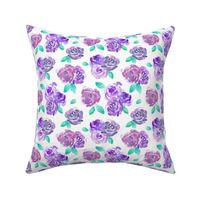 Purple Roses Watercolor Floral Pattern