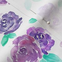 Purple Roses Watercolor Floral Pattern