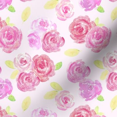 Pretty Pink Roses Floral Watercolor Pattern