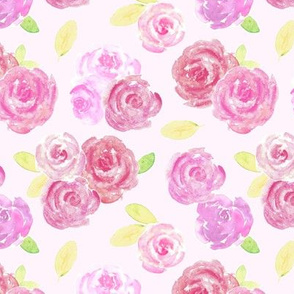 Pretty Pink Roses Floral Watercolor Pattern