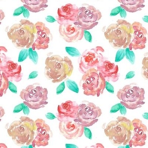 Red Roses Floral Watercolor Pattern
