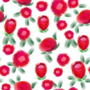 Rose floral pattern fabric red and white