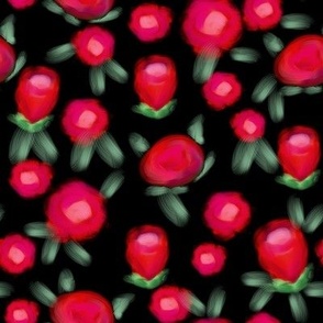 Rose floral pattern fabric red