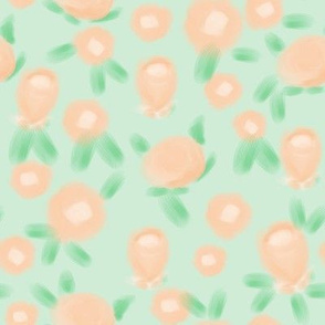 Rose floral pattern fabric mint