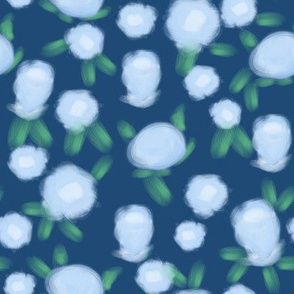 Rose floral pattern fabric blue