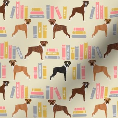 Boxer library books cute dog breed lite