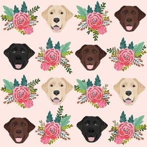 Labrador floral dog pattern pink cream