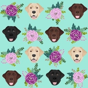 Labrador floral dog pattern bright