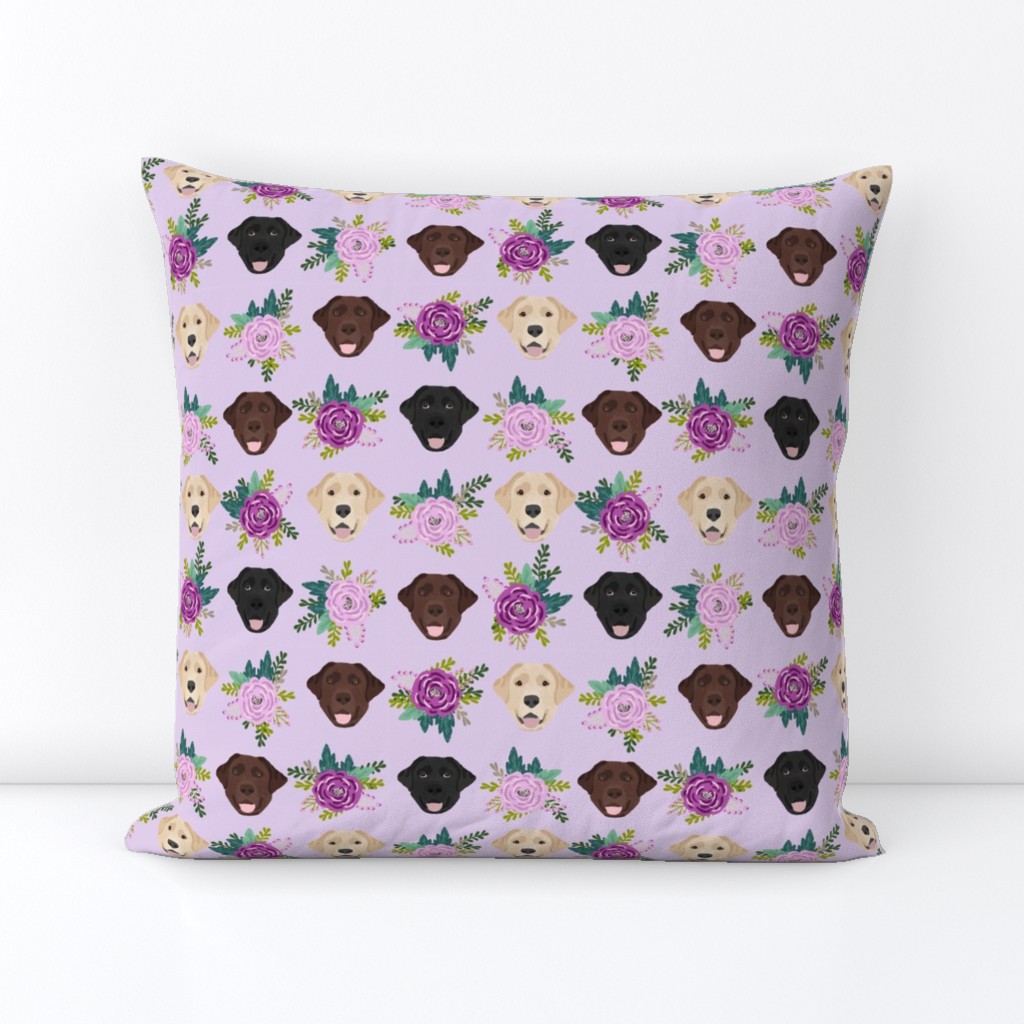 Labrador floral dog pattern purple