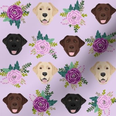 Labrador floral dog pattern purple