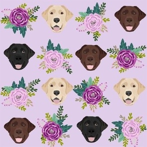 Labrador floral dog pattern purple