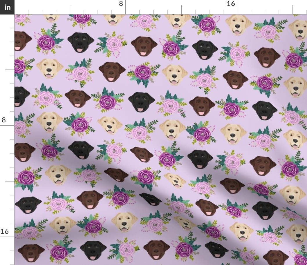 Labrador floral dog pattern purple