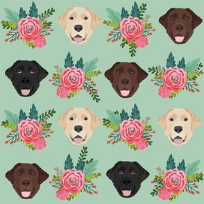Labrador floral dog pattern mint
