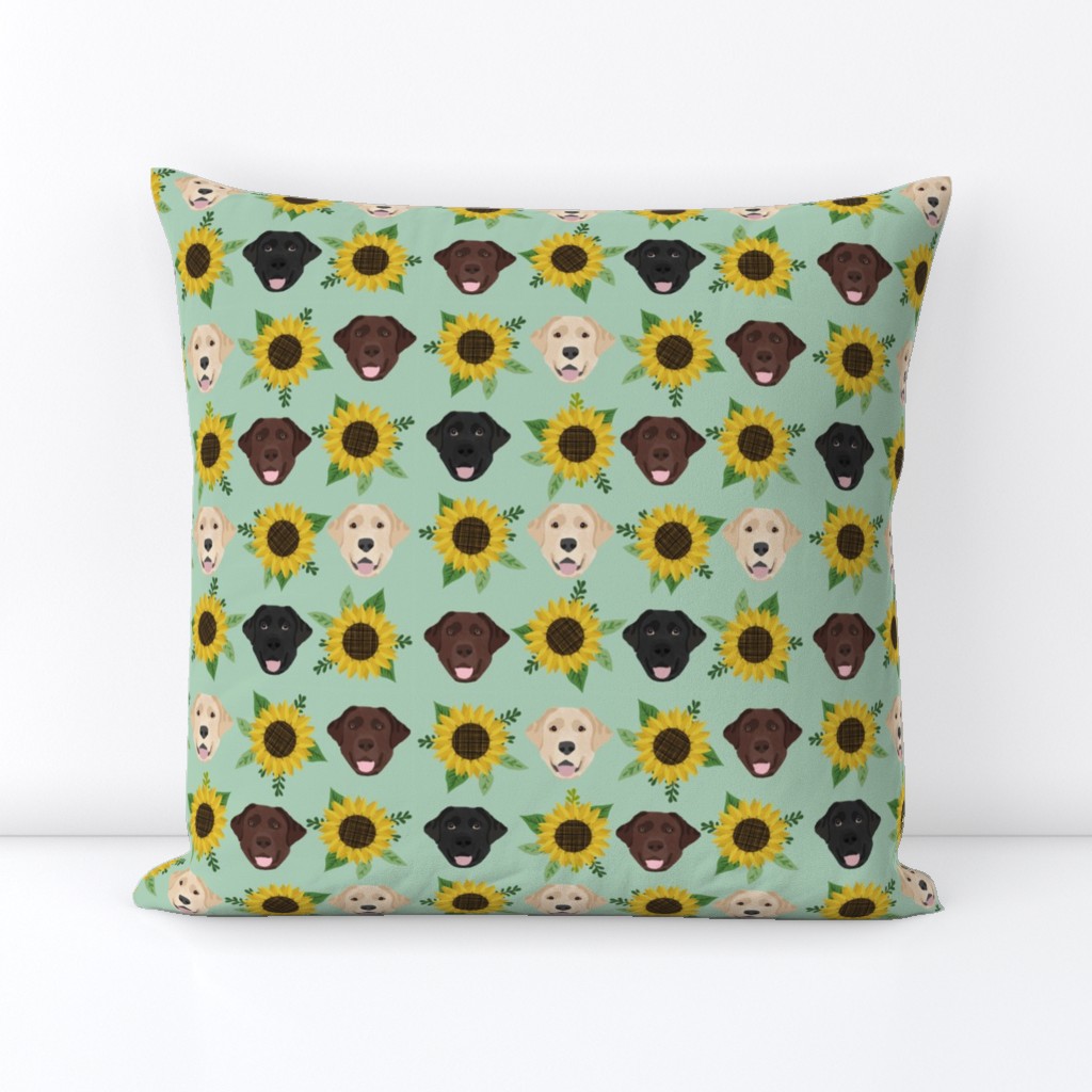 Labrador floral sunflower dog pattern mint