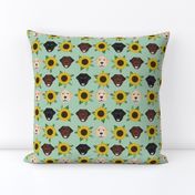 Labrador floral sunflower dog pattern mint