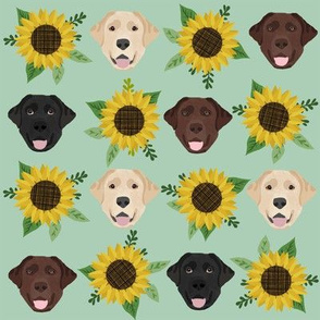 Labrador floral sunflower dog pattern mint