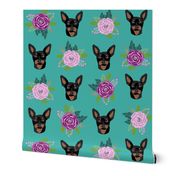 min pin floral fabric  miniature pinscher dog design - larger version