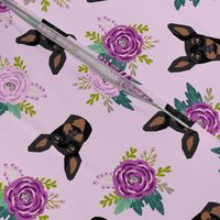 min pin floral fabric  miniature pinscher dog design - larger version