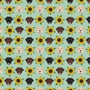 labrador fabric mini print sunflower fabric  dogs and flowers design