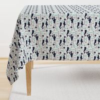 nautical shark mint and navy fabric