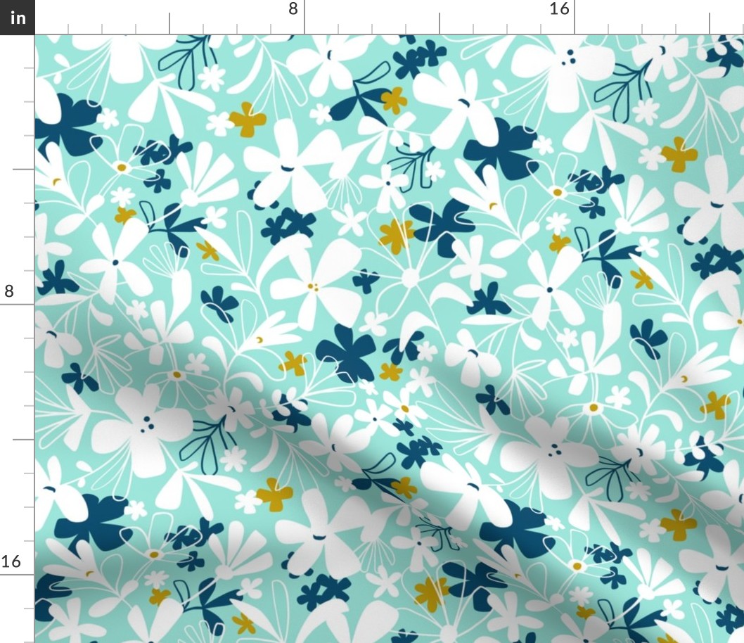 Eloise - Boho Floral Aqua Regular Scale