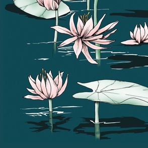 brownwilliam Water Lily on Turquoise