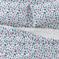 shells fabric // nautical summer shell design beach summer blue watercolor  fabric - mint purple