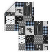 little man - baby blue and black (buck) quilt woodland -90