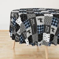 little man - baby blue and black (buck) quilt woodland -90