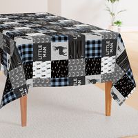 little man - baby blue and black (buck) quilt woodland -90