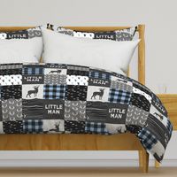 little man - baby blue and black (buck) quilt woodland