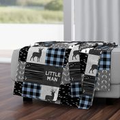 little man - baby blue and black (buck) quilt woodland