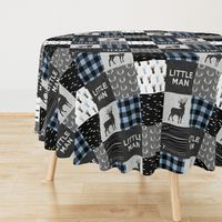 little man - baby blue and black (buck) quilt woodland