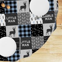 little man - baby blue and black (buck) quilt woodland