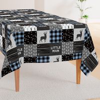 little man - baby blue and black (buck) quilt woodland