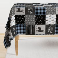 little man - baby blue and black (buck) quilt woodland